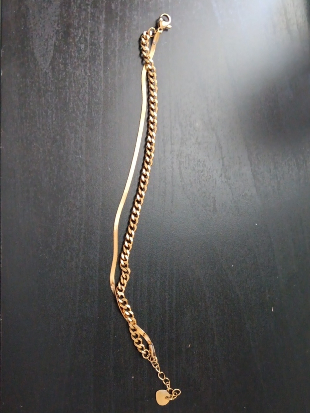 Gold Tone Layered Stainless Steel Chain Bracelet - Women's Jewelry